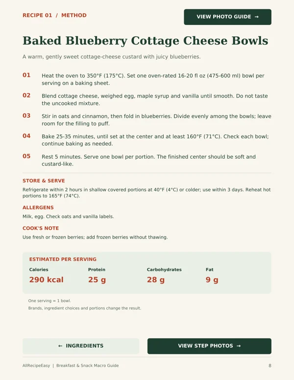 Breakfast & Snack Macro Guide: Cooking instructions (page 8)