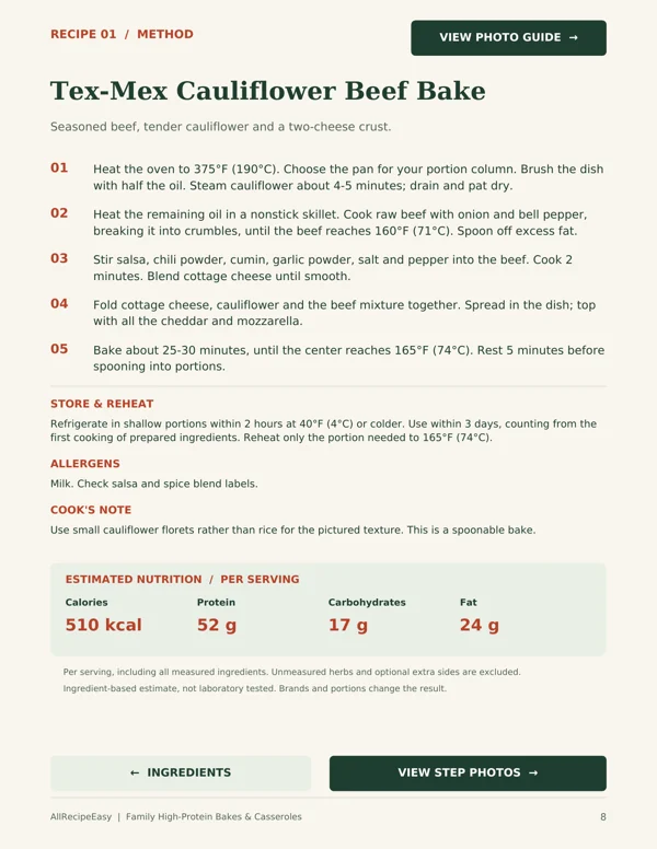 Family High-Protein Bakes & Casseroles: Cooking instructions (page 8)
