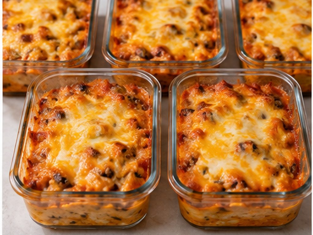 Five baked chicken portions with melted cheese on top.